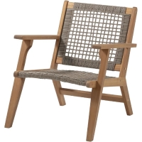Fauteuil de jardin bas en bois d'Acacia FSC et en résine tressée - BORA - l60xP76xH73 cm