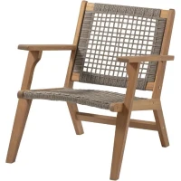 Fauteuil de jardin bas en bois d'Acacia FSC et en résine tressée - BORA - l60xP76xH73 cm(m-1)