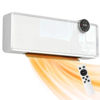 HOMCOM Calefactor mural cerámico 1000/2000W, radiador eléctrico, ventilador, termostato, temporizador, 54x18,7x12,3cm, blanco(m-6)