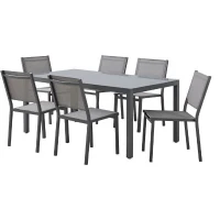Ensemble repas de jardin : Table 160 cm + 6 chaises - Structure en aluminium - Gris anthracite(m-2)