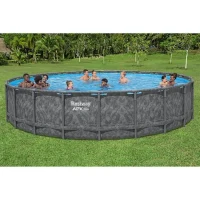 Kit piscine hors sol tubulaire BESTWAY - APX 365™  - 671 x 132 cm - Ronde (Filtre a sable, 500 g polysphere, échelle, bâche)(m-2)