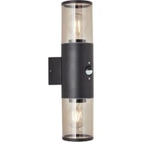 Applique extérieure SERGIORO - BRILLIANT - 2L avec détecteur - noir depoli - aluminium/plastique - IP44(m-2)