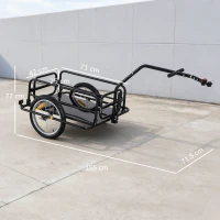 HOMCOM Bike Cargo Trailer Bicycle Cargo Storage Cart w/ Hitch Cycling Camping Luggage Storage Carrier Transport Steel Black(m-3)
