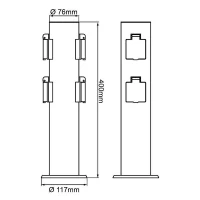 BRILLIANT - DODY Borne avec 4 prises noir métal/plastique E27 LED xW IP44 - Jardin - Extérieur - Electrique(m-2)