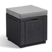 Table-pouf de jardin Keter - ALLIBERT by KETER - Cube avec coussin - Gris graphite - 47,1 L(m-1)