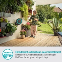 Dévidoir automatique mural RollUp M 20 m - GARDENA - Liseret bleu - Enroulement automatique du tuyau(m-4)