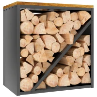 Outsunny Portalegna 2-in-1 da interno rialzato con divisore metallo, 58 x 36 x 60 cm Nero(m-7)