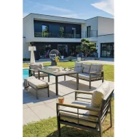 Salon de jardin - Gris Anthracite - Aluminium - 6 places - CAYENNE - DCB GARDEN(m-2)
