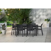 Lot de 6 fauteuils de jardin - Allibert by KETER - BELLA - En résine - Coloris : gris graphite - Empilable(m-3)