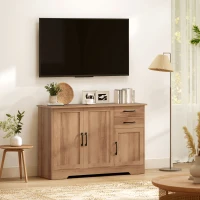 HOMCOM Meuble de Cuisine avec 2 Tiroirs et 3 Armoires, Étagères Réglables, 120x38x79 cm, Chêne(m-4)