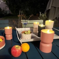 Lampe de table d'extérieur - BRILLIANT - LOVERE - Forme bougie - Plastique - 3 W - Terre cuite(m-4)