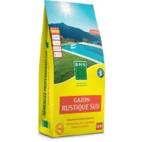 Gazon - BHS - Gazon Rustique Sud - 10kg - Résistant aux conditions seches grâce a la fétuque élevée. Rapide et homogene.(m-1)