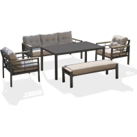 Salon de jardin - Gris Anthracite - Aluminium - 6 places - CAYENNE - DCB GARDEN