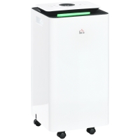 HOMCOM Deshumidificador Eléctrico 12L/día Depósito de Agua 2,5 Litro con 5 Modos 2 Velocidades Temporizador 25x25x50,5cm Blanco