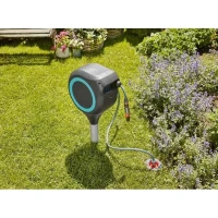 Dévidoir automatique sur pic RollUp S 15 m - GARDENA - Liseret bleu - Enroulement automatique du tuyau(m-3)
