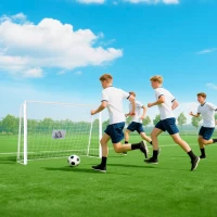 HOMCOM Voetbaldoel kinderen, doelmarkering, schokdempende hoezen, tuin, 186x123cm, wit(m-9)