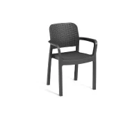 Lot de 6 fauteuils de jardin - Allibert by KETER - BELLA - En résine - Coloris : gris graphite - Empilable(m-1)