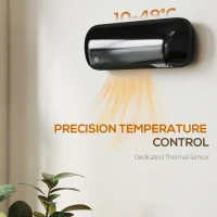 HOMCOM 2000W Ceramic Electric Heater with Fan, Adjustable Thermostat, Wall Mounted - Black(m-7)
