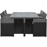 Ensemble repas de jardin encastrable - Noir - Résine tressée et plateau aluminium - 8 places - PVC-8-ALU-N - DCB GARDEN
