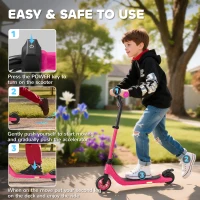 HOMCOM Kids Electric Scooter, Electric Scooters for Kids Ages 6+, 8 KM/H & 6 KM Lightweight E-Scooter, Adjustable Height, Rear Brake - Pink(m-4)