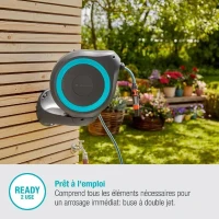 Dévidoir automatique mural RollUp M 20 m - GARDENA - Liseret bleu - Enroulement automatique du tuyau(m-6)