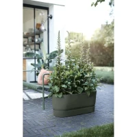 ELHO Jardiniere avec roues Greenville Terrasse 80 - L 35 x W 78 x H 33.5 cm- Leaf green(m-3)