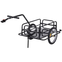 HOMCOM Bike Cargo Trailer Bicycle Cargo Storage Cart w/ Hitch Cycling Camping Luggage Storage Carrier Transport Steel Black(m-11)