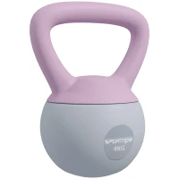SPORTNOW 4KG Soft Kettlebell, Kettle Bell with Non-Slip Handle for Home Gym, Weight Lifting, Strength Training, Purple/Grey(m-1)