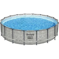 Kit Piscine hors sol tubulaire BESTWAY Steel Pro Max™ - 549 x 122 cm - Ronde (Avec pompe de filtration, une échelle et une bâche)(m-1)