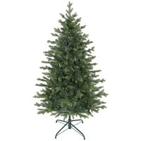 HOMCOM 150 cm Artificial Christmas Tree, Realistic Christmas Tree with 1202 Articulated Branch Tips, Metal Stand, Green(m-7)