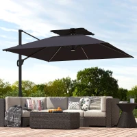 Outsunny Multi-Angle LED Light Parasol Umbrella - Black(m-9)