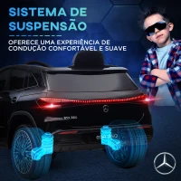 HOMCOM Carro Elétrico para Crianças Mercedes-Benz EQA 12V com Música Buzina Velocidade 3-8 km/h 111,5x69x52,5 cm Preto(m-8)
