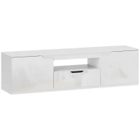 HOMCOM TV lowboard, high-gloss, for TVs up to 165.1 cm, 3 compartments, drawer, 160 x 38 x 43 cm, white(m-1)