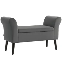 HOMCOM Upholstered bench with storage, chest bench with armrests, 46 cm seat height, velvet-like polyester, 111.5 x 41 x 65 cm, Dark Gray(m-6)