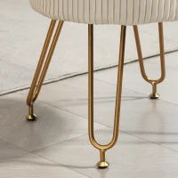 HOMCOM 2-in-1 storage ottoman with metal legs, round footstool for living room, bedroom, hallway, Cream White(m-5)