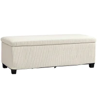 HOMCOM Storage Bench, Storage Seat, Cord Design, Steel Frame, Beige(m-6)