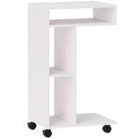 HOMCOM Side table, C-shaped serving trolley, 4 casters, 3 compartments, 40 x 30 x 69 cm, White