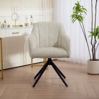 HOMCOM Swivel accent chair, upholstered fabric chair, armrests, steel legs, for living room, bedroom, office, beige(m-5)