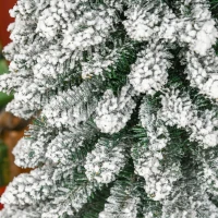HOMCOM Artificial Christmas Tree, Snow-Flocked, Slim Design, Fire-Resistant, 210 cm, Green/White(m-5)