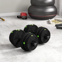 SPORTNOW Conjunto de Halteres 25 kg 2 em 1 com Barra e Pega Antiderrapante para Treino de Força em Casa Ginásio Escritório Preto e Verde(m-8)