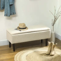 HOMCOM Vintage-style bench, shoe bench, hidden storage, cashmere look, beige + black(m-2)