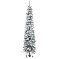 HOMCOM Artificial Christmas Tree, Snow-Flocked, Slim Design, Fire-Resistant, 210 cm, Green/White