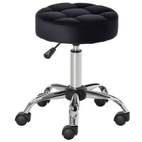 HOMCOM Salon stool, height-adjustable, velvet-look cover, Ø35 x 49-61 cm, Black(m-6)