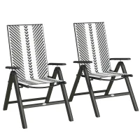 Outsunny Set of Two Rattan Reclining Garden Chairs - Grey(m-10)
