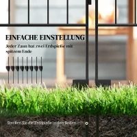 Outsunny Gartenzaun Gitterzaun Zaun, Vintage-Design, wetterbeständig, 3,52 x 1,1m, Schwarz(m-4)