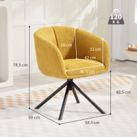 HOMCOM Armchair, Upholstered chair with comfortable seat shell, swivel, cozy cover, up to 120 kg, Yellow(m-3)