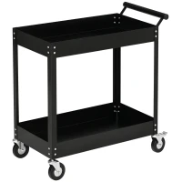 DURHAND Workshop trolley, 2 tiers, cart, 4 casters, steel, up to 150 kg, 84.5 x 38 x 84 cm, Black(m-6)