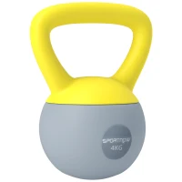 SPORTNOW 4KG Soft Kettlebell, Kettle Bell with Non-Slip Handle for Home Gym, Weight Lifting, Strength Training, Yellow/Grey(m-1)