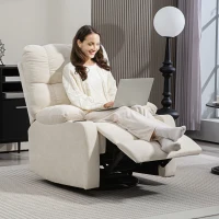 HOMCOM Recliner with footrest, lounge chair, swivel, up to 150 kg, steel frame, 88x96x108cm, Beige(m-4)
