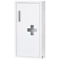 kleankin Medicine Cabinet, 3 Interior Compartments, Magnetic Closure, Cross Symbol, Steel Housing, white, 30 x 12 x 60 cm(m-7)